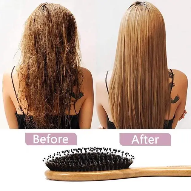 Alt view image 3 of 7 - Hair Brush Comb Set Boar Bristle Hairbrush for Curly Thick Long Fine Dry Wet Hair,Best Travel Bamboo Paddle Detangler Detangling Hair Brushes for Women Men Kids Adding Shine Smoothing Hair