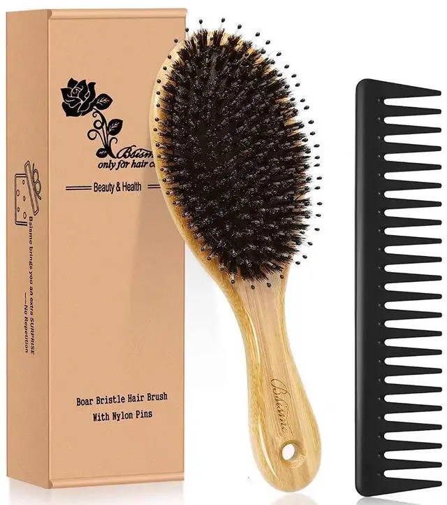 Main image of Hair Brush Comb Set Boar Bristle Hairbrush for Curly Thick Long Fine Dry Wet Hair,Best Travel Bamboo Paddle Detangler Detangling Hair Brushes for Women Men Kids Adding Shine Smoothing Hair
