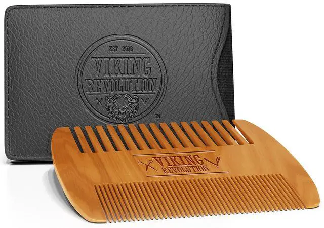 Alt view image 3 of 7 - Wooden Beard Comb & Case, Dual Action Fine & Coarse Teeth, Perfect for use with Balms and Oils, Top Pocket Comb for Beards & Mustaches