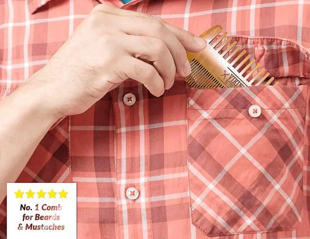 Alt view image 7 of 7 - Wooden Beard Comb & Case, Dual Action Fine & Coarse Teeth, Perfect for use with Balms and Oils, Top Pocket Comb for Beards & Mustaches