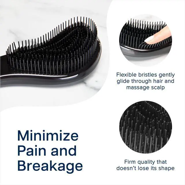 Alt view image 3 of 7 - Glide Thru Detangling Brush, Detangler Brush for Curly, Straight, Wet and Dry Hair Comb for Adults and Kids, Hair Accessories for Women, Black