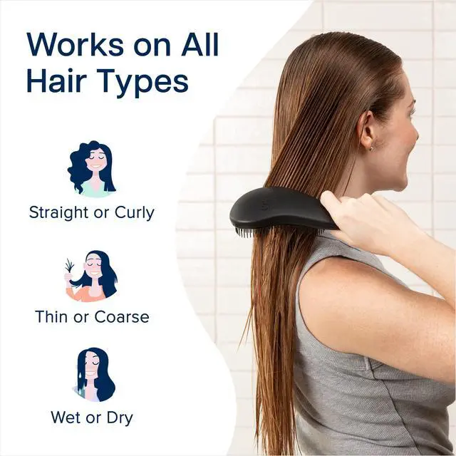 Alt view image 4 of 7 - Glide Thru Detangling Brush, Detangler Brush for Curly, Straight, Wet and Dry Hair Comb for Adults and Kids, Hair Accessories for Women, Black