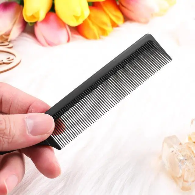 Alt view image 5 of 6 - 3 Packs Rat Tail Comb Steel Pin Rat Tail Carbon Fiber Heat Resistant Teasing Combs with Stainless Steel Pintail (Black)