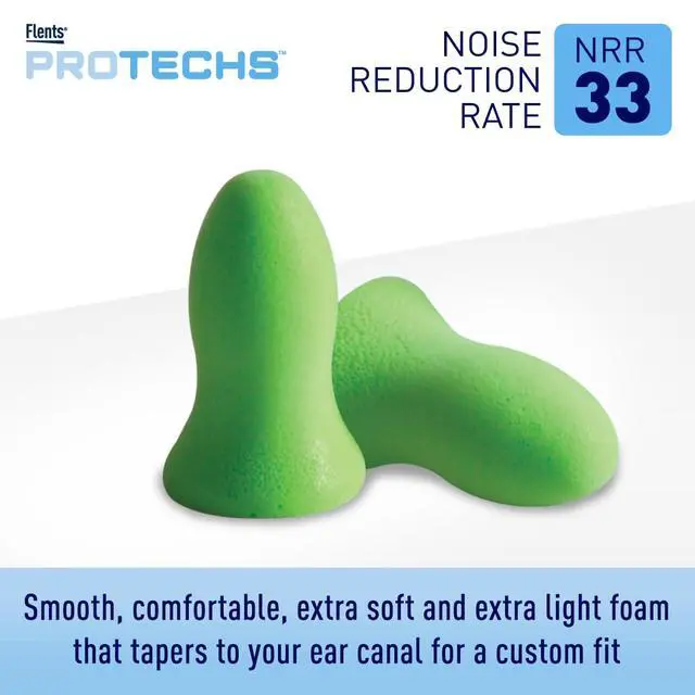 Alt view image 3 of 7 - Protechs Foam Ear Plugs, 10 Pair with case Sleeping, Snoring, Loud Noise, Traveling, Concerts, Construction, Studying, Work, Shooting, NRR 33, Noise Cancelling, Green, Made in the USA