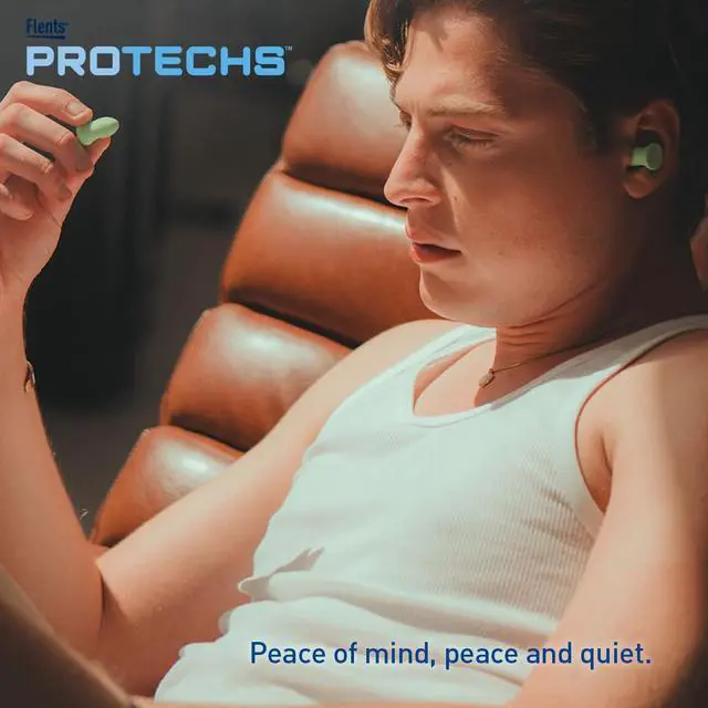 Alt view image 5 of 7 - Protechs Foam Ear Plugs, 10 Pair with case Sleeping, Snoring, Loud Noise, Traveling, Concerts, Construction, Studying, Work, Shooting, NRR 33, Noise Cancelling, Green, Made in the USA