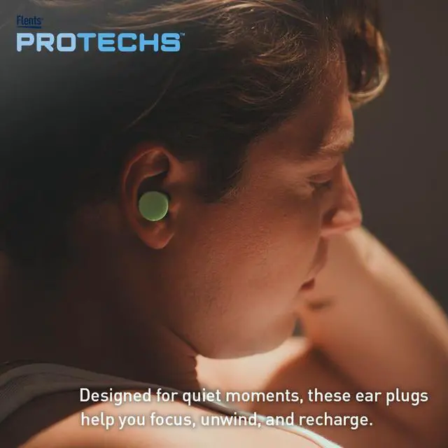 Alt view image 7 of 7 - Protechs Foam Ear Plugs, 10 Pair with case Sleeping, Snoring, Loud Noise, Traveling, Concerts, Construction, Studying, Work, Shooting, NRR 33, Noise Cancelling, Green, Made in the USA