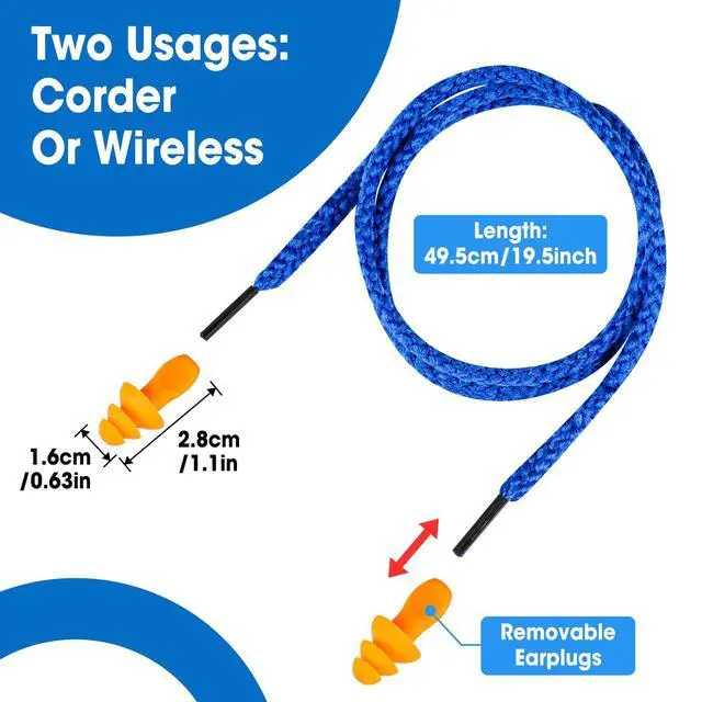 Alt view image 5 of 7 - 55 Pairs Silicone Ear Plugs, Reusable Earplugs for Noise Reduction, 25dB NRR Corded Ear Plug for Sleeping Noise Cancelling, Ear Plug with String Individual Packing