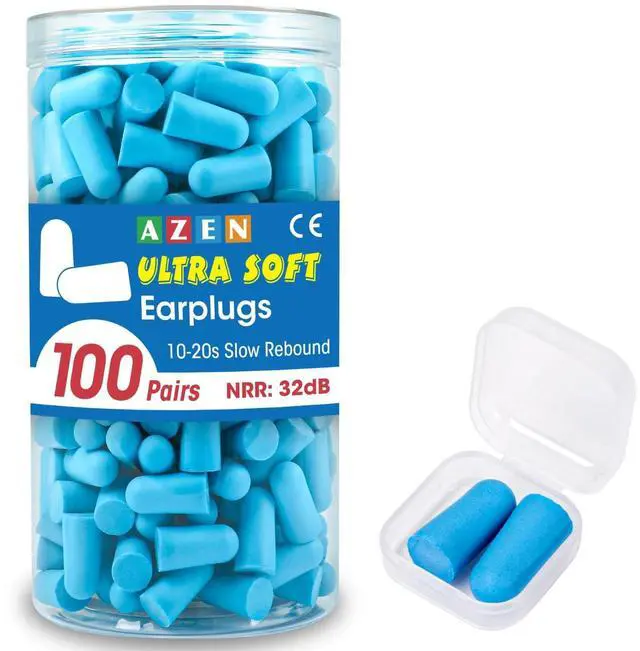 Main image of 100 Pairs Ear Plugs Bulk, NRR 32dB Soft Foam Ear Plugs for Sleeping Noise Cancelling, Earplugs for Concerts Shooting Swimming Noise Reduction (Lake Blue)