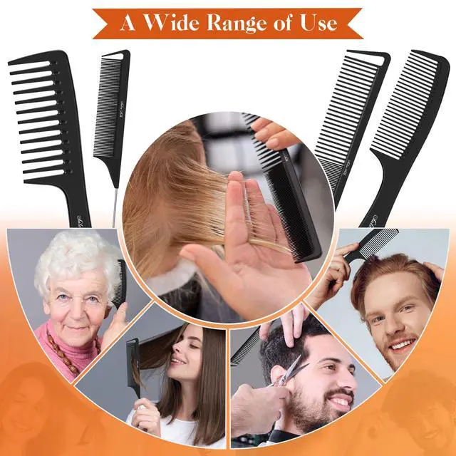 Alt view image 4 of 7 - 4PCS Professional Comb Set, Wide Tooth Rat Tail Fine Tooth Hair Combs, Braiding Cutting Barber Styling Curly Parting Set for Men and Women