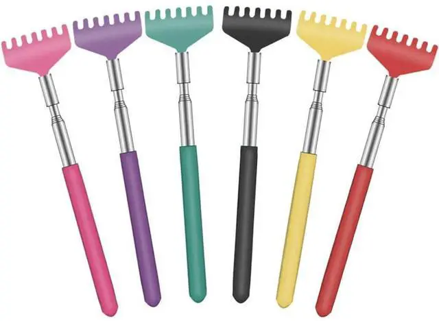 Main image of 6 Pack Extendable Back Scratcher - Portable Telescoping Metal Back Scratchers/Hand Massager with Soft Rubber Handles for Thanksgiving, Birthday, Christmas Gifts