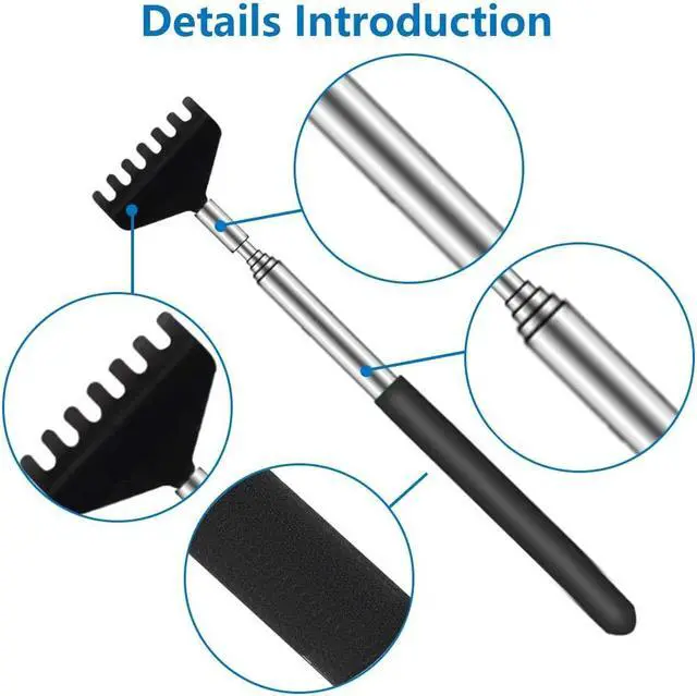 Alt view image 3 of 7 - 6 Pack Extendable Back Scratcher - Portable Telescoping Metal Back Scratchers/Hand Massager with Soft Rubber Handles for Thanksgiving, Birthday, Christmas Gifts