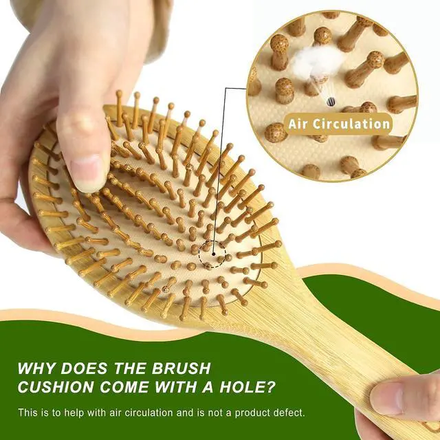 Alt view image 2 of 7 - Hair Brush Set, Natural Bamboo Comb Paddle Detangling Hairbrush, Wide-tooth and tail comb No Bristle, suit for Women Men and Kids Thick/Thin/Curly/Dry Hair Gift kit