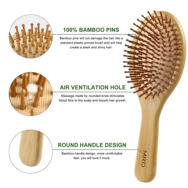 Alt view image 4 of 7 - Hair Brush Set, Natural Bamboo Comb Paddle Detangling Hairbrush, Wide-tooth and tail comb No Bristle, suit for Women Men and Kids Thick/Thin/Curly/Dry Hair Gift kit