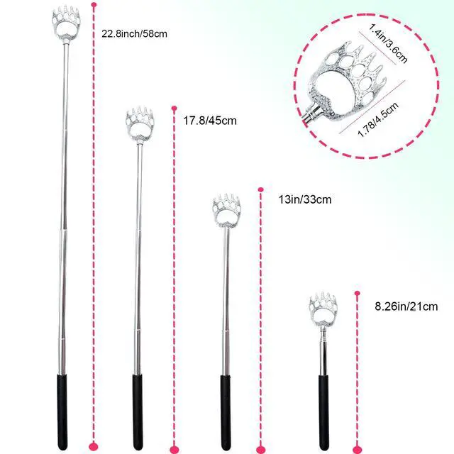 Alt view image 2 of 7 - 2 Pcs Back Scratcher Extendable,Metal Bear Claws Back Scratchers,Backscratche for Men, Women,Adults,Christmas Stocking Stuffers (Black)