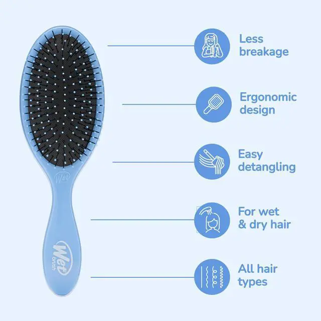 Alt view image 3 of 7 - Detangling Brush, Original Detangler Brush (Sky) - Wet & Dry Tangle-Free Hair Brush for Women & Men - No Tangle Soft & Flexible Bristles for Straight, Curly, & Thick Hair