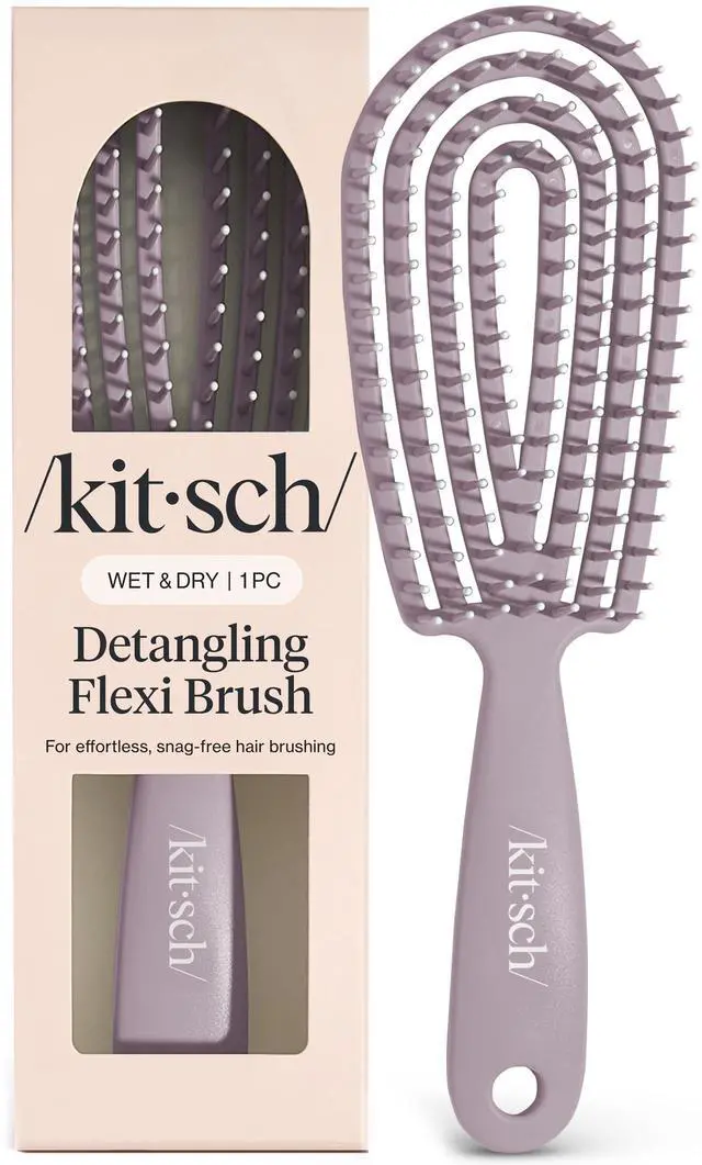 Main image of Hair Brush Detangler Flexi Flow Hair Brush for Women, Men & Kids | Detangling Brushes for Curly Hair with Bendable Frame, Bounce Curl Defining Brush for Wet or Dry Strands - Soft Violet