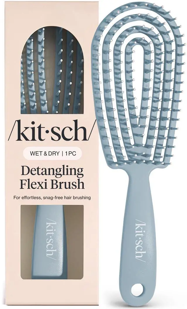 Main image of Hair Brush Detangler Flexi Flow Hair Brush for Women, Men & Kids | Detangling Brushes for Curly Hair with Bendable Frame, Bounce Curl Defining Brush for Wet or Dry Strands - Haze Blue