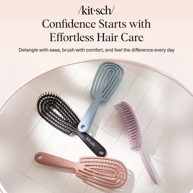 Alt view image 7 of 7 - Hair Brush Detangler Flexi Flow Hair Brush for Women, Men & Kids | Detangling Brushes for Curly Hair with Bendable Frame, Bounce Curl Defining Brush for Wet or Dry Strands - Haze Blue
