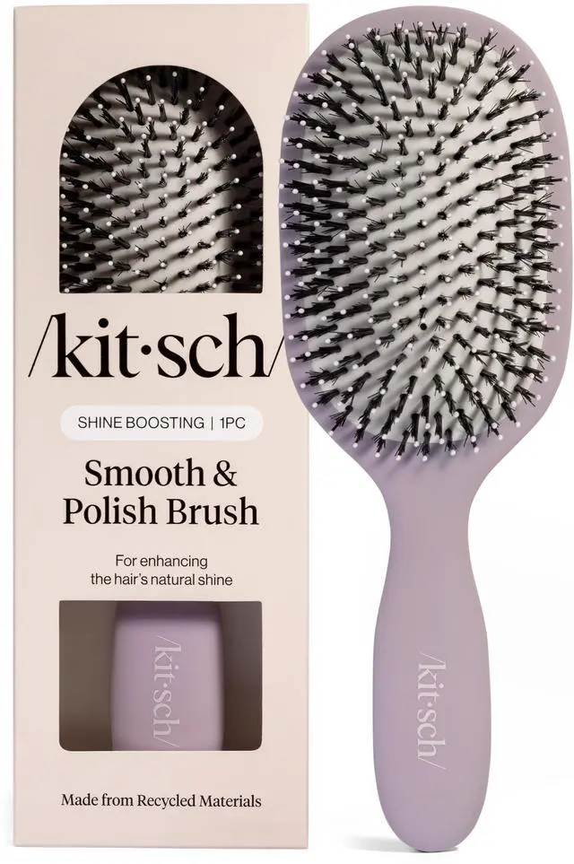 Main image of Smooth & Polish Brush Dual Bristle Detangler Brush, Shine & Frizz Control Vegan Boar & Nylon Hair Brush w/Cushioned Pad for Scalp Massage Hair Care Tool for All Hair Types - Soft Violet