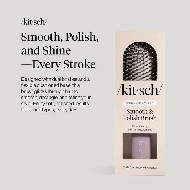 Alt view image 2 of 7 - Smooth & Polish Brush Dual Bristle Detangler Brush, Shine & Frizz Control Vegan Boar & Nylon Hair Brush w/Cushioned Pad for Scalp Massage Hair Care Tool for All Hair Types - Soft Violet