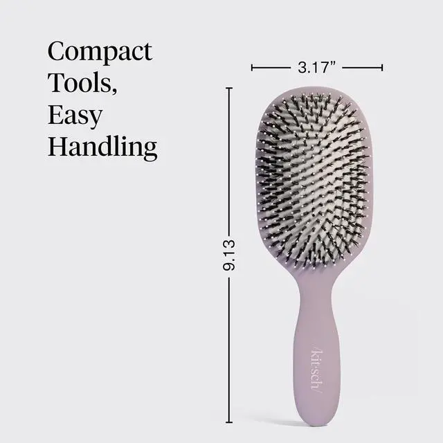 Alt view image 4 of 7 - Smooth & Polish Brush Dual Bristle Detangler Brush, Shine & Frizz Control Vegan Boar & Nylon Hair Brush w/Cushioned Pad for Scalp Massage Hair Care Tool for All Hair Types - Soft Violet