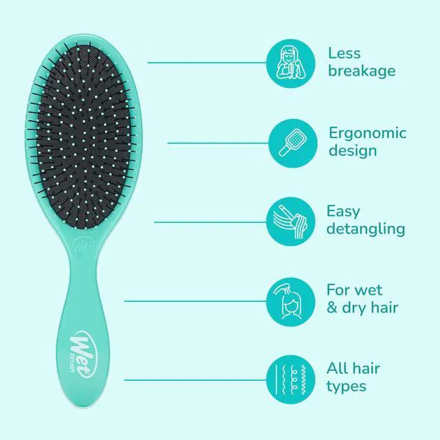 Alt view image 3 of 7 - Original Detangler Hair Brush, Amazon Exclusive Aqua- Ultra-Soft IntelliFlex Bristles-Detangling Hairbrush Glides Through Tangles For All Hair Types (Wet Dry & Damaged Hair) - Women & Men