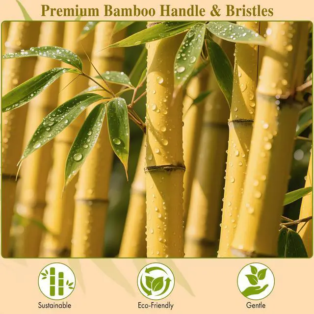Alt view image 3 of 7 - Bamboo Paddle Hairbrush with Bamboo Bristles for Massaging Scalp