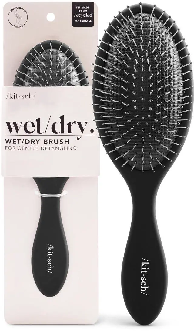 Main image of Wet/Dry Hair Brush Detangler Flexi Hair Brush for Women, Men & Kids | Detangling Brush for Curly Hair, Bounce Curl Defining Brush for Wet or Dry Strands - Flexi Black
