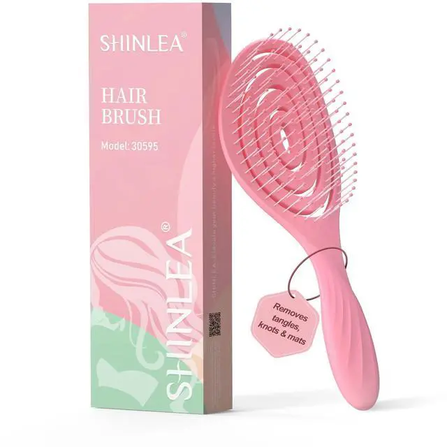 Main image of Detangle Hair Brush, Detangling Wet Spiral Hairbrush for Women, Men, kids, Vented Detangler for Blow Drying, Glide Through Tangles For All Hair Types (Pink)