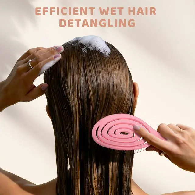 Alt view image 5 of 7 - Detangle Hair Brush, Detangling Wet Spiral Hairbrush for Women, Men, kids, Vented Detangler for Blow Drying, Glide Through Tangles For All Hair Types (Pink)