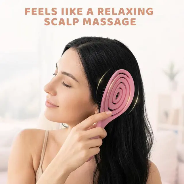 Alt view image 4 of 7 - Detangle Hair Brush, Detangling Wet Spiral Hairbrush for Women, Men, kids, Vented Detangler for Blow Drying, Glide Through Tangles For All Hair Types (Pink)