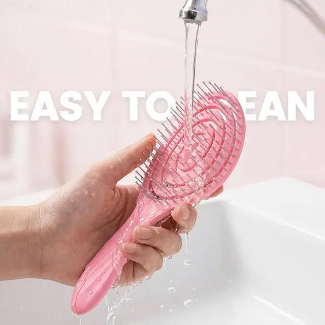 Alt view image 7 of 7 - Detangle Hair Brush, Detangling Wet Spiral Hairbrush for Women, Men, kids, Vented Detangler for Blow Drying, Glide Through Tangles For All Hair Types (Pink)