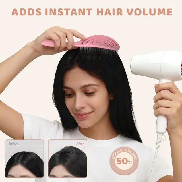 Alt view image 6 of 7 - Detangle Hair Brush, Detangling Wet Spiral Hairbrush for Women, Men, kids, Vented Detangler for Blow Drying, Glide Through Tangles For All Hair Types (Pink)