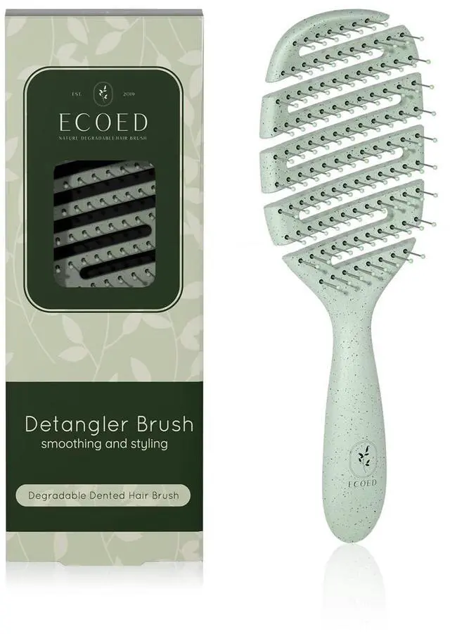 Main image of Detangler Hairbrush, Soft Bristle Detangling Brush for Straight, Wavy, Curly and Fine Hair, Dry and Wet, Quick Smoothing for Women and Men, Eco-Friendly & Sustainable Material (Green)