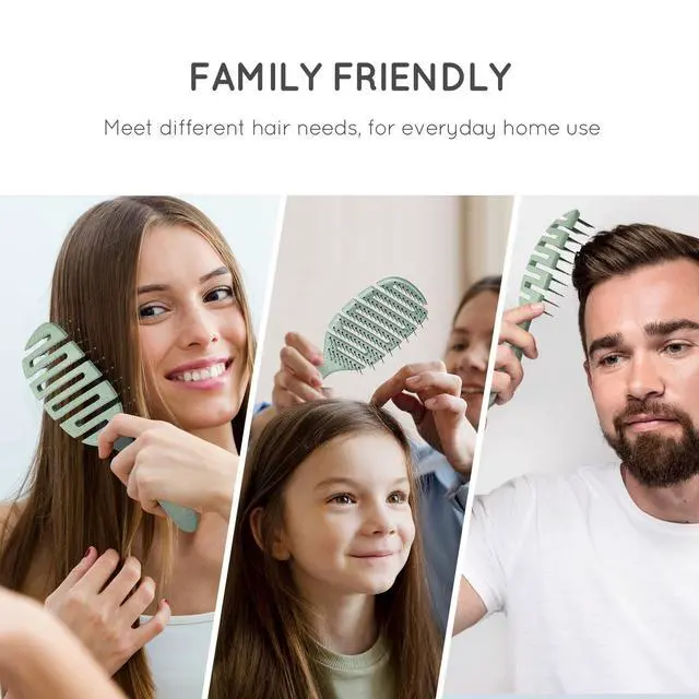 Alt view image 7 of 7 - Detangler Hairbrush, Soft Bristle Detangling Brush for Straight, Wavy, Curly and Fine Hair, Dry and Wet, Quick Smoothing for Women and Men, Eco-Friendly & Sustainable Material (Green)