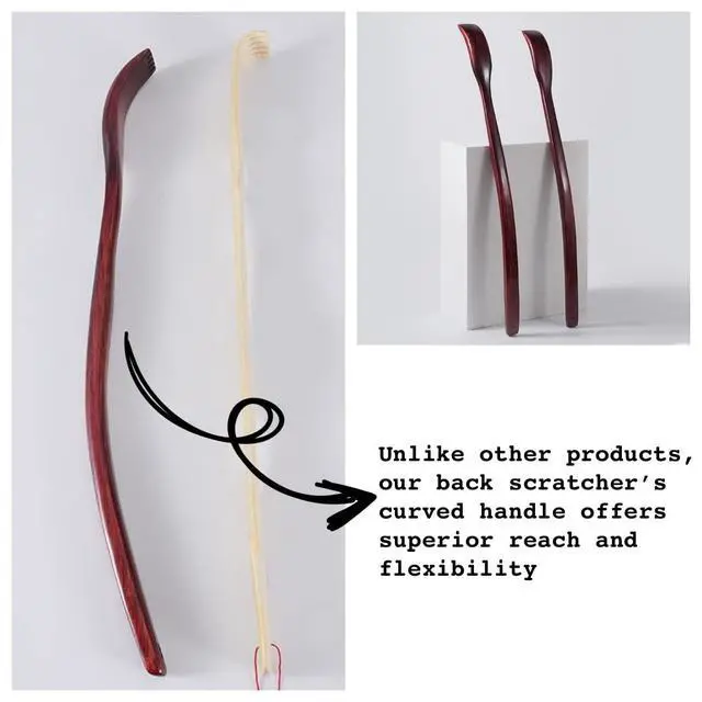Alt view image 4 of 7 - Oversized Wooden Back Scratcher: 18'' Extended Curved Handle for Better Reach, Handcrafted to Perfection, Instant Itch Relief, Gentle on Skin Leave No Scratch Marks (Brown)