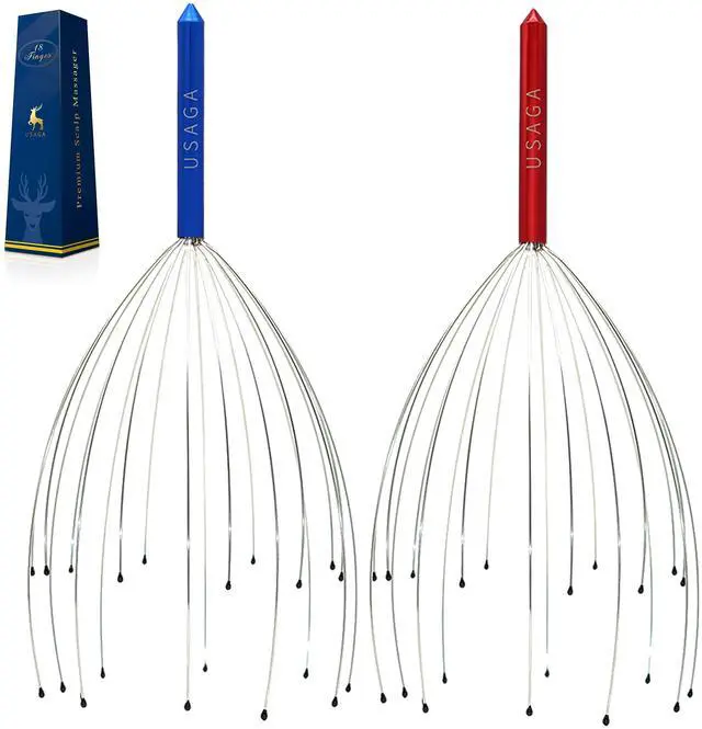 Main image of Head Massager Scalp Massager 20 Fingers Head Scratcher, Stocking Stuffers Gift for Scalp Body Relaxing (Red & Blue)