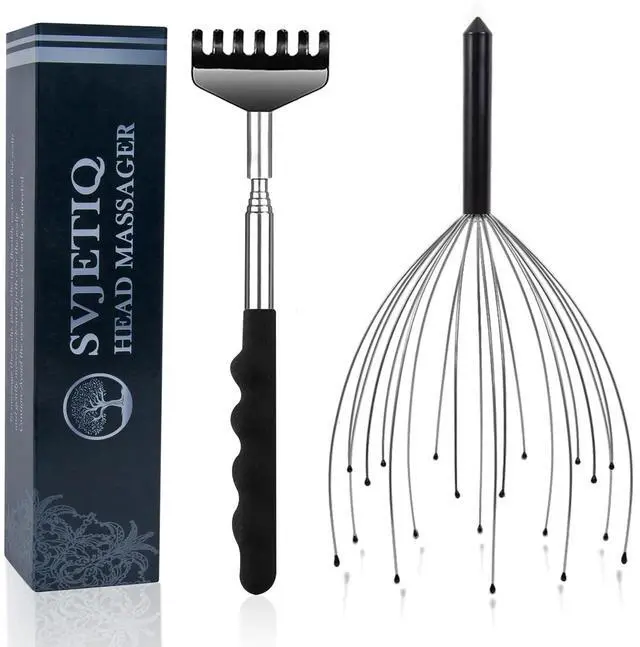Main image of Head Massager Back Scratcher, 20 Fingers Head Scratcher Scalp Massager & Extendable Back Scratcher for Men Women, Christmas Gift Stocking Stuffers for Deep Relaxation, Stress Relief