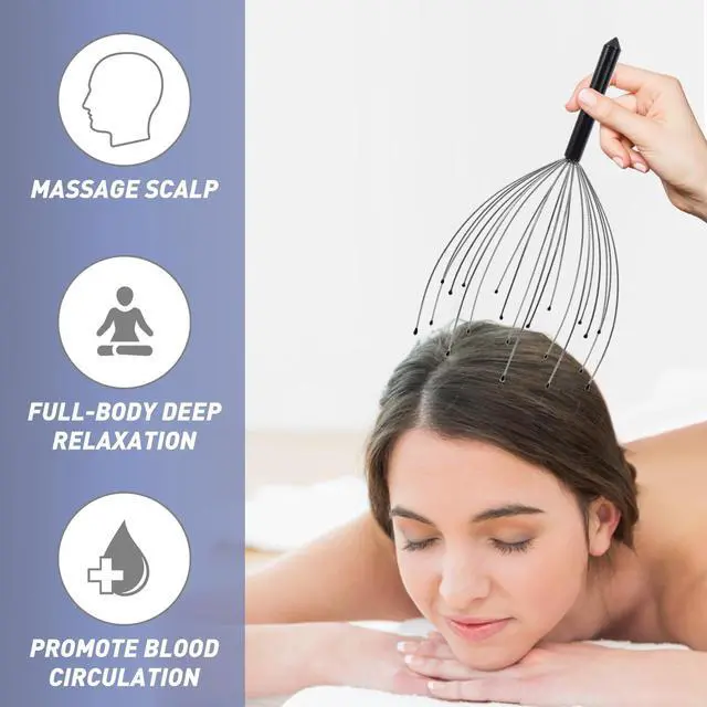 Alt view image 2 of 7 - Head Massager Back Scratcher, 20 Fingers Head Scratcher Scalp Massager & Extendable Back Scratcher for Men Women, Christmas Gift Stocking Stuffers for Deep Relaxation, Stress Relief