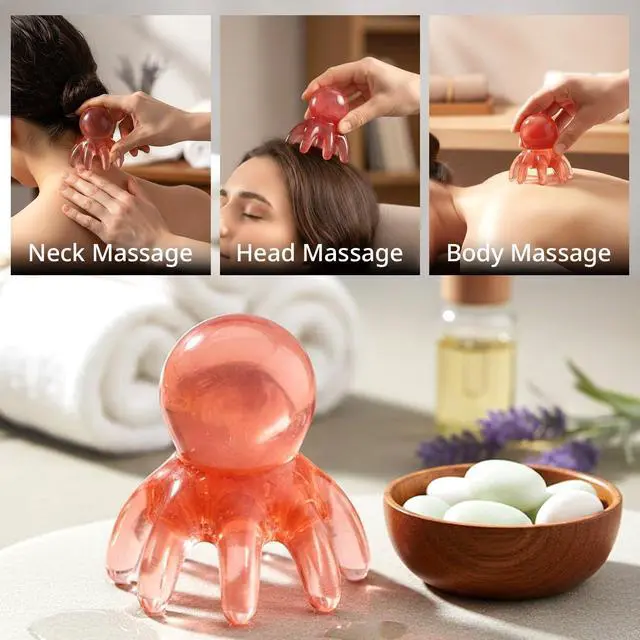 Alt view image 2 of 7 - 2 Pack Octopus Head Massager Comb: Hair Scalp Massage Tool Stress Relief Manual Relaxing Gifts for Men Women (Pale Pink)
