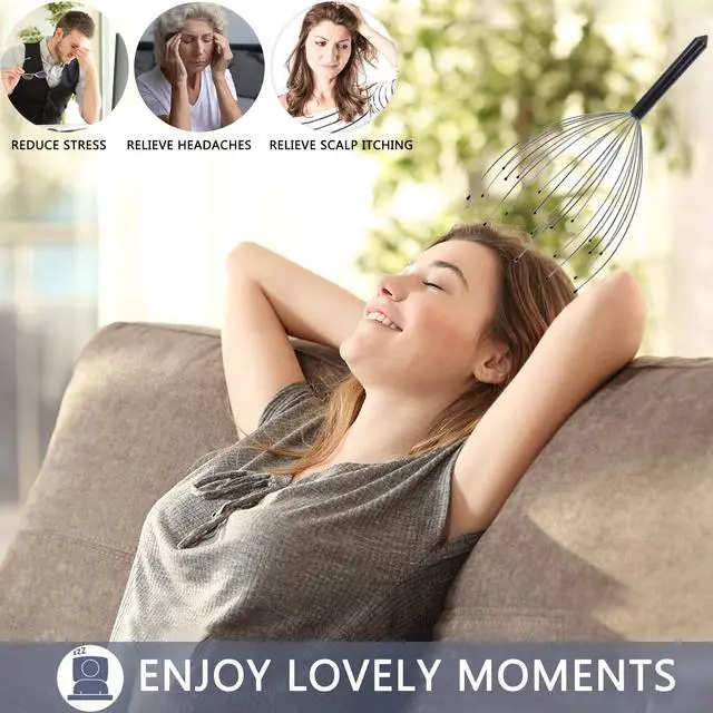 Alt view image 4 of 7 - Head Massager Back Scratcher, 20 Fingers Head Scratcher Scalp Massager & Extendable Back Scratcher for Men Women, Christmas Gift Stocking Stuffers for Deep Relaxation, Stress Relief
