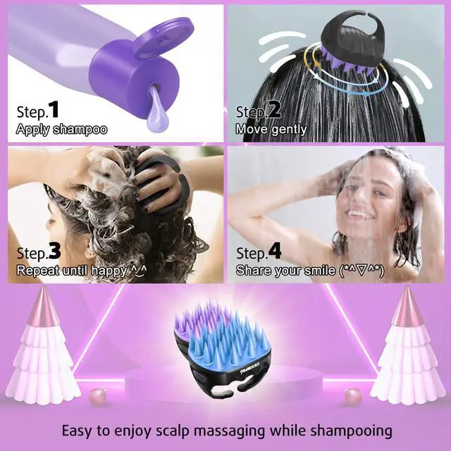 Alt view image 6 of 7 - 2-Pack Scalp Massager Shampoo Brush, Ultra Soft Silicone Scalp Scrubber Exfoliator Brush for Hair Growth & Dandruff Removal - 100% Fit All Hair Types