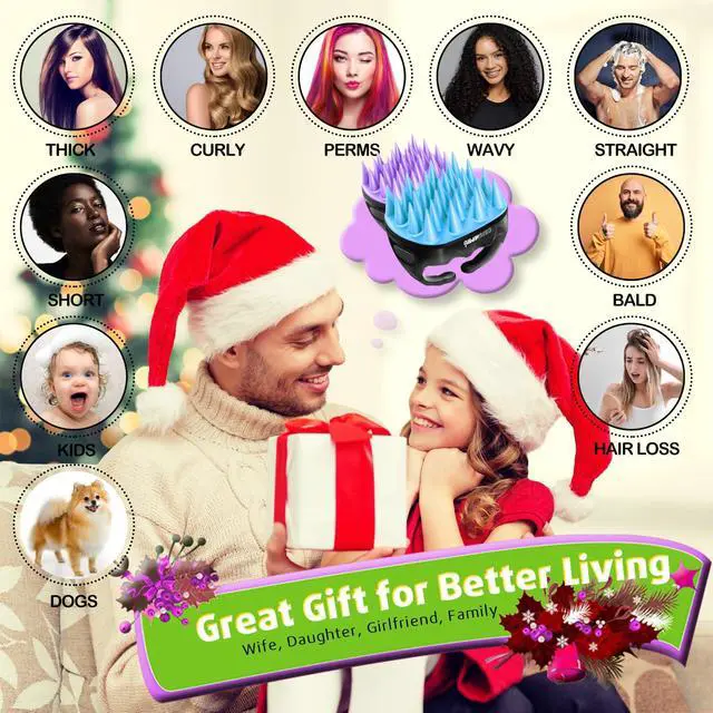 Alt view image 7 of 7 - 2-Pack Scalp Massager Shampoo Brush, Ultra Soft Silicone Scalp Scrubber Exfoliator Brush for Hair Growth & Dandruff Removal - 100% Fit All Hair Types