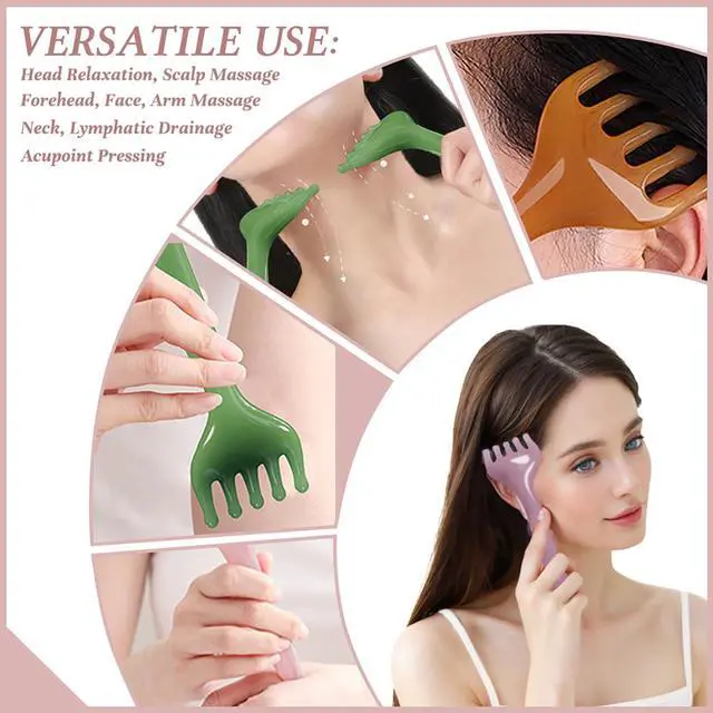 Alt view image 4 of 7 - Scalp Massager Handheld Comb Resin Relax Massage Tool - Manual Relaxation Tool for Soothing Head Massage - Set of 2