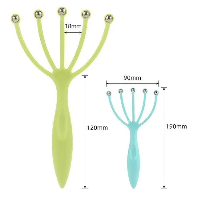 Alt view image 2 of 6 - Scalp Massager,Handheld Claw Head Massager for Deep Relaxation & Stress Reduction in The Office Home SPA. Blue and Green(2-Pack)
