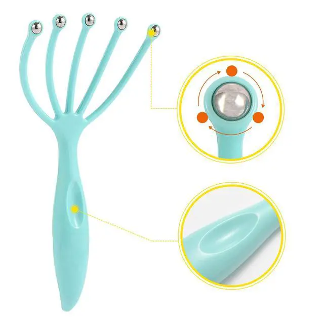 Alt view image 3 of 6 - Scalp Massager,Handheld Claw Head Massager for Deep Relaxation & Stress Reduction in The Office Home SPA. Blue and Green(2-Pack)