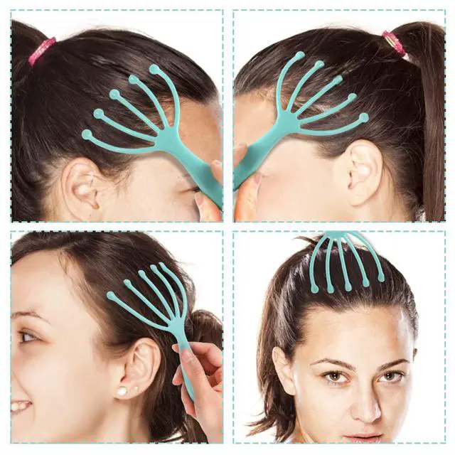 Alt view image 4 of 6 - Scalp Massager,Handheld Claw Head Massager for Deep Relaxation & Stress Reduction in The Office Home SPA. Blue and Green(2-Pack)