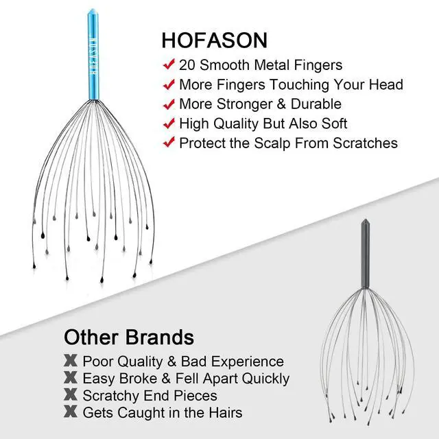Alt view image 7 of 7 - 2PCS Head Massager Head Scratcher with 20 Fingers, Scalp Massager Christmas Gift Ideas Stocking Stuffers for Women Men, Massager Tool Bulk Set for Hair Growth and Body Stress Relax