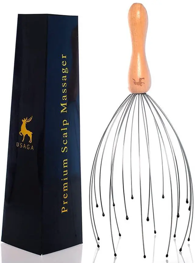 Main image of 20 Fingers Head Massager Head Scratcher Scalp Massager, Stocking Stuffers Gift for Body Relaxing Wood Handle