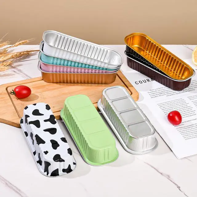 Alt view image 2 of 7 - Mini Loaf Baking Pans with Lids and Spoons (50 Pack, 6.8oz) Rectangle Aluminum Foil Baking Pans Tins Containers - Cupcake Containers Wrappers Cheesecake Creme Brulee Ramekins